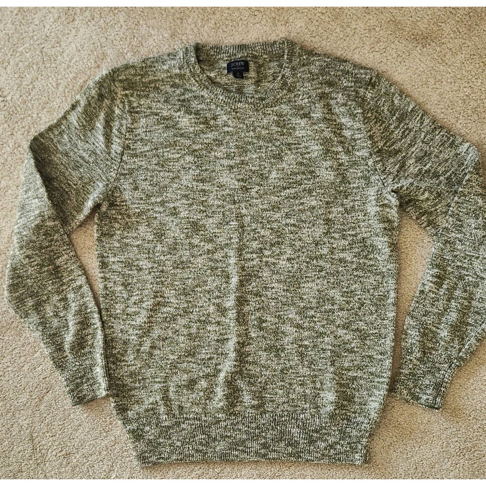 New Woman J.CREW 100% Cotton Green/White Sweater Size S